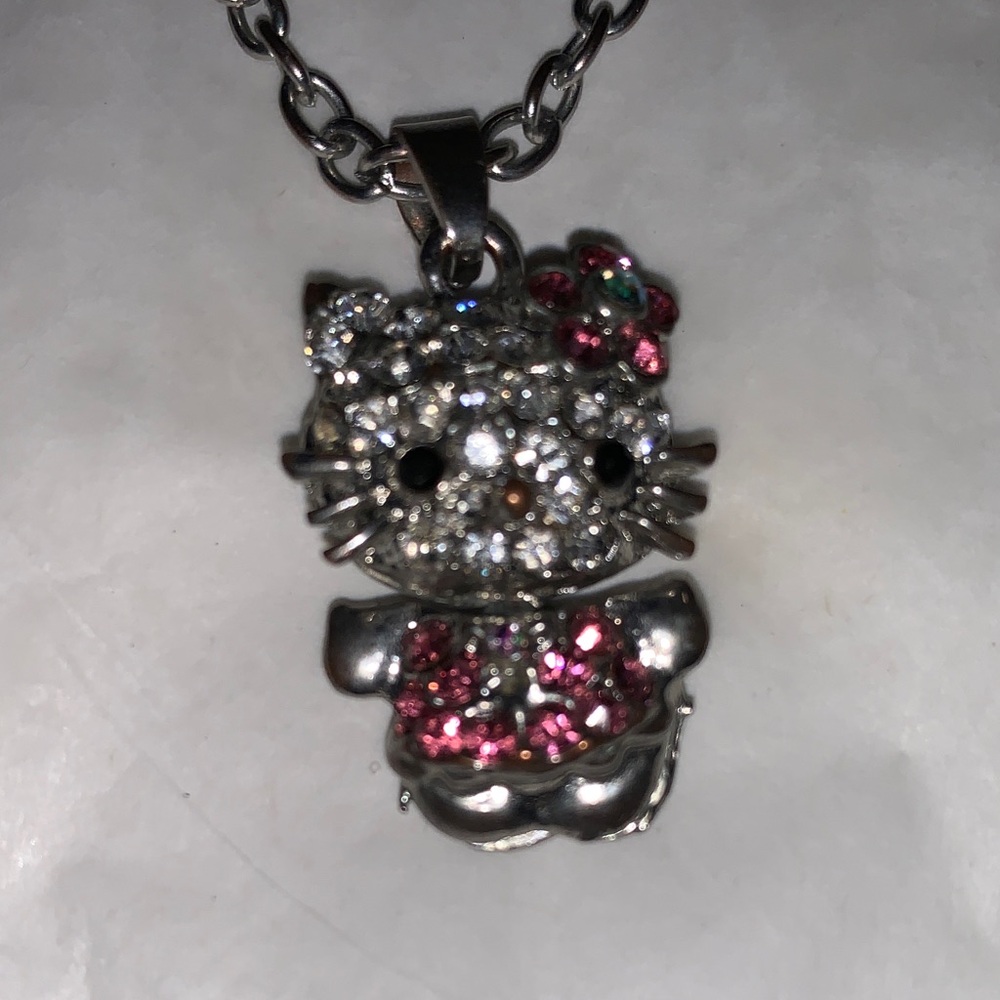 Hello Kitty Silver Necklace with Pink Accents